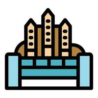 Futuristic city on a floating platform with modern architecture vector