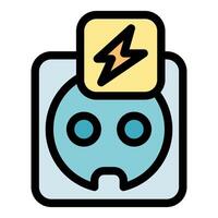 Electrical socket showing current flowing with lightning bolt symbol vector
