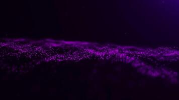 Purple streams of energy glowing particles on dark background. Magical landscape of shining digital fantasy waves in virtual reality. Powerful sci fi dynamic abstract plasma flow. 4k 60fps looped. video