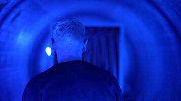 Visualization of how man with claustrophobia feels anxiety in a small room. Media. Concept of mental illness. video