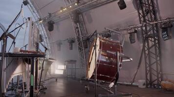 An Engaging Dynamic Stage Setup That Features a Large Drum Within a Concert Environment. Clip video