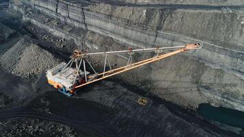 An Aerial Overview Showcasing Heavy Excavation Equipment at a Mining Site for Resources. Stock Clip video
