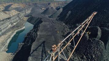 Aerial view illustrating ongoing coal mining operations and associated challenges. Stock Clip video