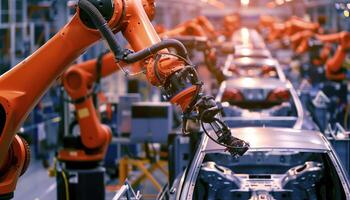 Robotic Arm Assembling a Car in a Factory photo