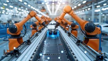 Robotic Arms Assembling a Car on an Automated Production Line photo