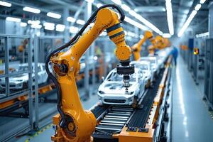 Robotic Arm Assembling a Car on an Assembly Line photo