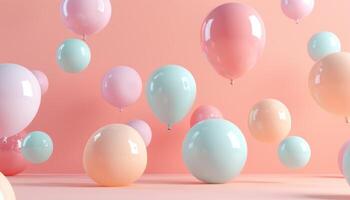 Pastel Balloons Floating Against a Peach Background photo