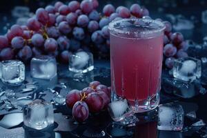 Refreshing Grape Juice with Ice and Grapes photo