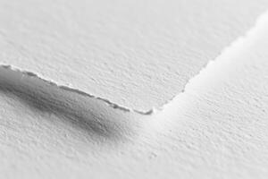 Close-up of White Textured Paper with Torn Edge photo