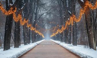 A path with lights on it photo