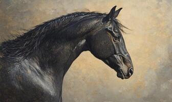 A black horse with a brown nose photo