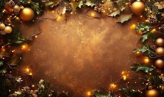 A gold and green Christmas wreath with a gold and green background photo