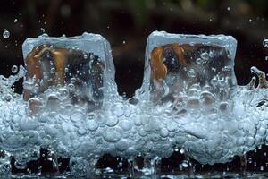 Refreshing Concept of Cola Cubes in Sparkling Water for Beverage Advertisements photo