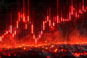 Dynamic Red Financial Chart with Candlestick Patterns for Stock Market Analysis photo