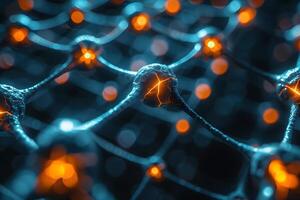 Network of Glowing Neural Connections in Futuristic Technology Concept photo
