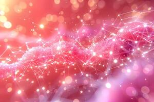 Futuristic Digital Wave with Network Connections on Abstract Pink Background photo