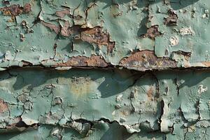 Rustic Texture of Weathered Peeling Paint on an Aged Metal Surface for Artistic Backgrounds photo