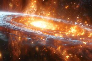 Cosmic Explosion in a Fiery Nebula for Science Fiction Art and Space Design photo