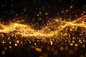Golden Sparkling Wave with Glittering Bokeh Background for Festive and Holiday Design photo