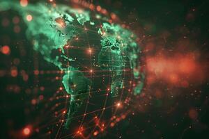 Digital Global Network Visualization with Connected Earth in Space photo