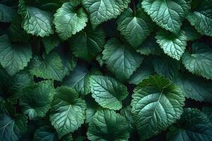 Lush Green Leaf Foliage Background for Nature and Eco-Friendly Design photo