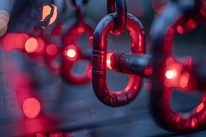 Industrial Chain with Red Bokeh for Design and Visualization photo