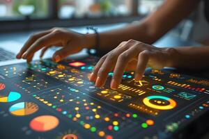Futuristic Interface Data Visualization and Interactive Design for Technology Solutions photo