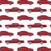 Seamless pattern of red cars on a white background. vector