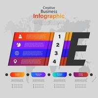 Modern infographics options banner. Can be used for workflow layout, diagram, number options, web design with Letter E Infographic vector