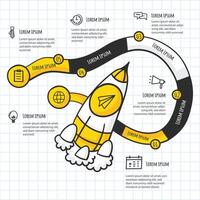 Infographic hand drawn professional steps With Yellow Color vector