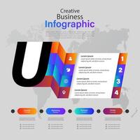Modern infographics options banner. Can be used for workflow layout, diagram, number options, web design with Letter U Infographic vector