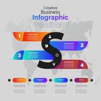 Modern infographics options banner. Can be used for workflow layout, diagram, number options, web design with Letter S Infographic vector
