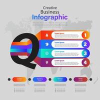 Modern infographics options banner. Can be used for workflow layout, diagram, number options, web design with Letter Q Infographic vector