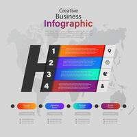 Modern infographics options banner. Can be used for workflow layout, diagram, number options, web design with Letter H Infographic vector