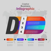 Modern infographics options banner. Can be used for workflow layout, diagram, number options, web design with Letter D Infographic vector