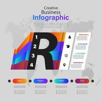 Modern infographics options banner. Can be used for workflow layout, diagram, number options, web design with Letter R Infographic vector