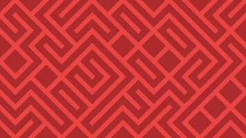 Bold red geometric maze pattern with interlocking lines, abstract background vector