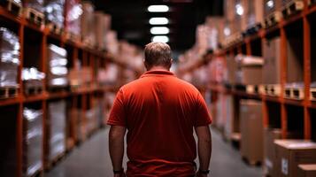 Efficient warehouse operation with manager overseeing logistics photo