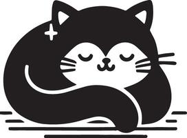 a black and white picture of a cat with a star on it silhouette art style vector