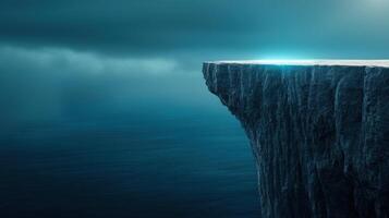 serene cliffside view with shimmering edge over calm waters photo