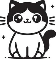 a black and white drawing of a cat with the word cat on it silhouette art style outline vector