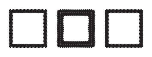 Three black frames on white background. Simple geometric bold textured border with jagged edge. Unique decorative borders for visual variety. Ideal for graphic and web design projects. vector