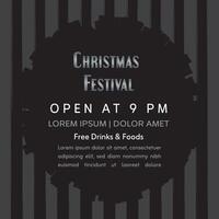 Invitation christmas festival design with a grunge texture for vintage look. Vertical striped background. Grunge-styled text enhances the distressed aesthetic. Festive invitations with a modern style. vector