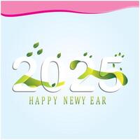 This image is a New Year 2025 greeting with an eco-friendly, nature-inspired theme. clean look, featuring green leaves vector