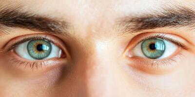 Close-up of male eyes isolated on a white background. photo
