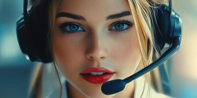 How can I assist you Cropped portrait of an appealing young woman employed in a call center. photo