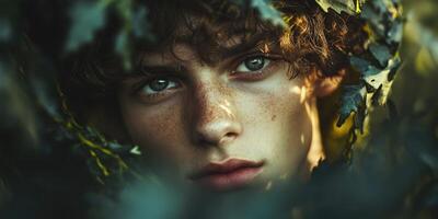 young wild man searching photo