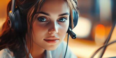 How can I assist you Cropped portrait of an appealing young woman employed in a call center. photo