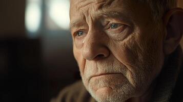 Portrait of Senior Man with Tear, Alzheimer's and Fading Memories photo