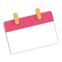 3D empty calendar on white background vector
